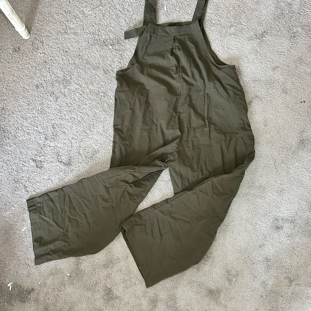 Green Relaxed Fit Jumpsuit with Bib Front